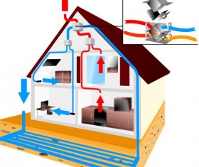 Recuperator house scheme design template vector 05
