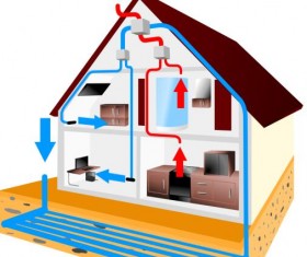 Recuperator house scheme design template vector 06