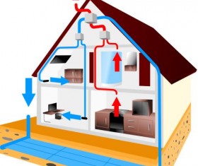 Recuperator house scheme design template vector 08