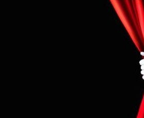 Red curtain and hand vector background
