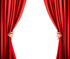 Red curtain background with hand vectors