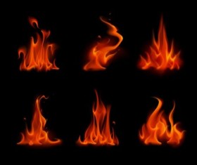 Red fire flame vector set 02
