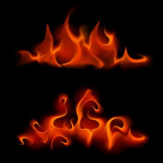 Red fire flame vector set 04