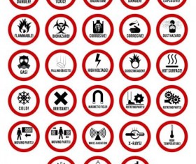 Red round danger icons vector