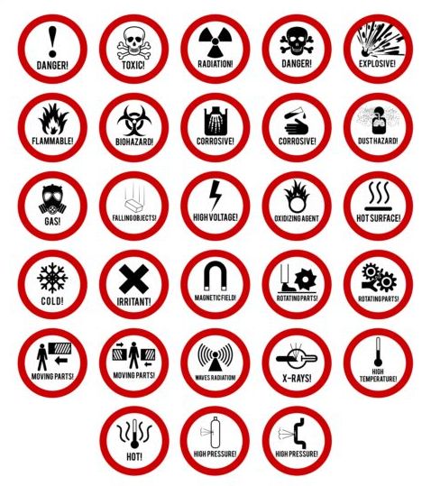 Red round danger icons vector