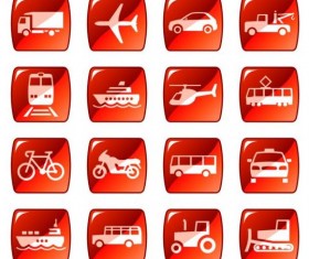 Red square transportation icons vector