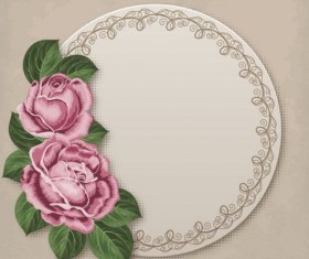 Retro floral card with beige card vector 01