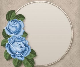 Retro floral card with beige card vector 02