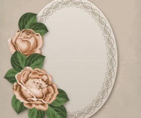 Retro floral card with beige card vector 03