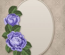 Retro floral card with beige card vector 04