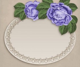 Retro floral card with beige card vector 06