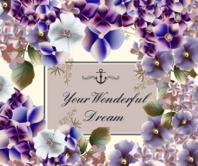 Retro invitation card with realistic flowers vector
