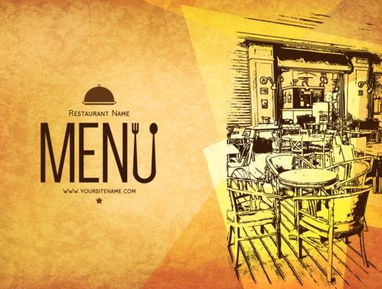 Retro with vintage restaurant menu cover vector 01