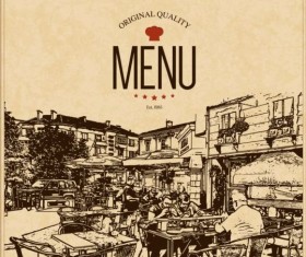 Retro with vintage restaurant menu cover vector 02