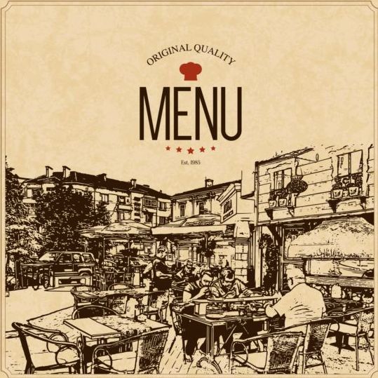 Retro with vintage restaurant menu cover vector 02