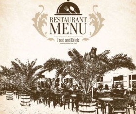 Retro with vintage restaurant menu cover vector 03