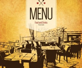 Retro with vintage restaurant menu cover vector 04