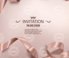 Ribbon bow with pink invited card vector
