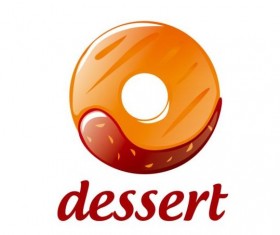 Round donut with chocolate logo vector