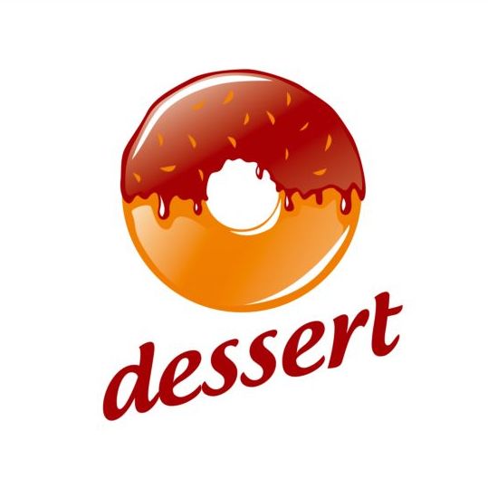 Round donut with chocolate vector logo