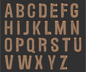 Round wooden alphabet vector