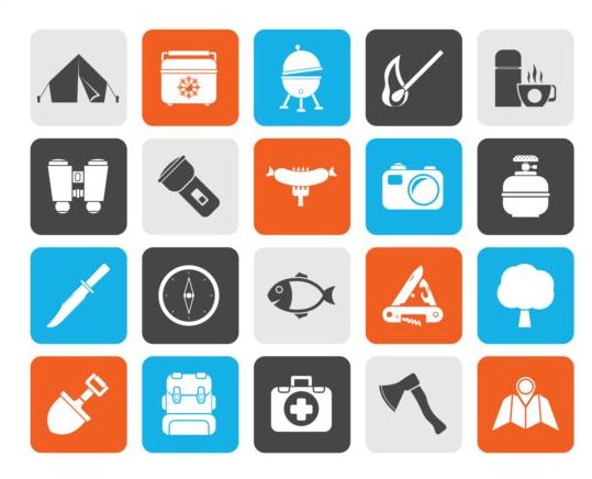 Rounded square camping icons