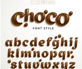Shining chocolate alphabet vector material