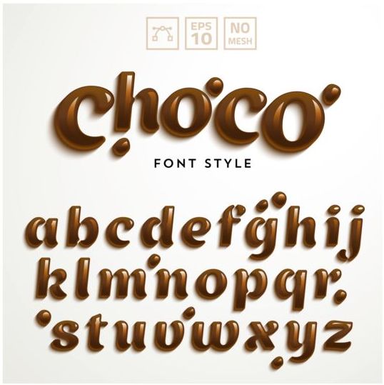 Shining chocolate alphabet vector material
