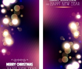 Shining purple christmas greeting card vectors