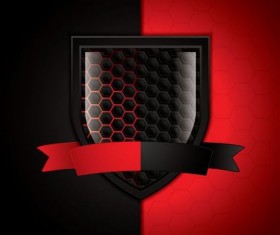 Shiny shield with red black background vector
