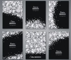 Silver confetti with black background vector 01