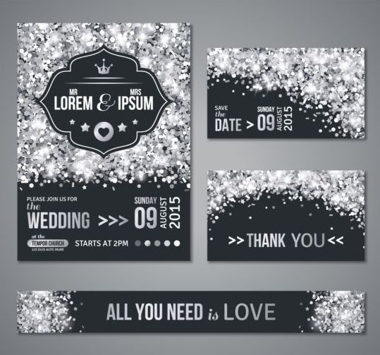 Silver confetti with black background vector 04