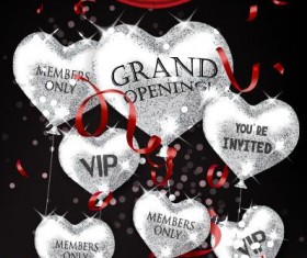 Silver heart balloon with confetti holiday vector