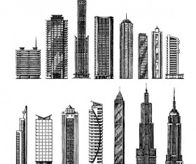 Sketch skyscrapers vector material