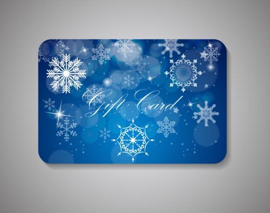 Snowflake blue gift card vector