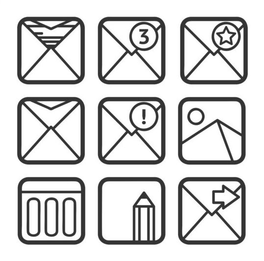 Square email icons vector