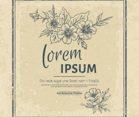 Square frame with vintage flower vector 01