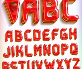 Strawberry dessert alphabet vector