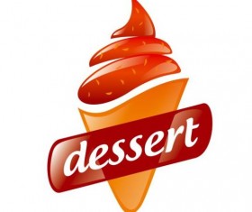 Strawberry ice cream vector logo