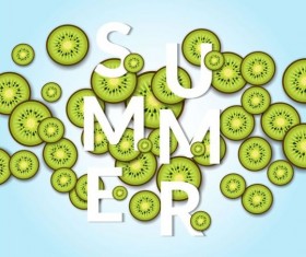 Summer background with kiwi slices vector 01