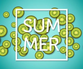 Summer background with kiwi slices vector 02