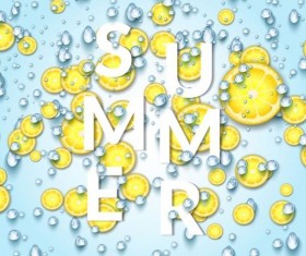 Summer fizzy water background with limon slices vector 01