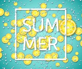 Summer fizzy water background with limon slices vector 02