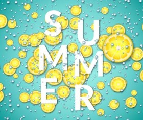 Summer fizzy water background with limon slices vector 03