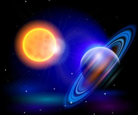 Sun with saturn background vector