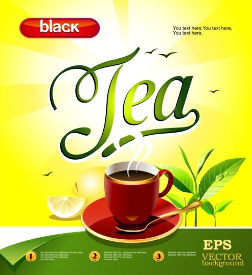 Tea poster modern vector template 02