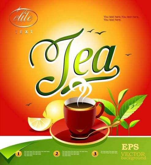Tea poster modern vector template 03
