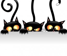 Three funny carton cat vector