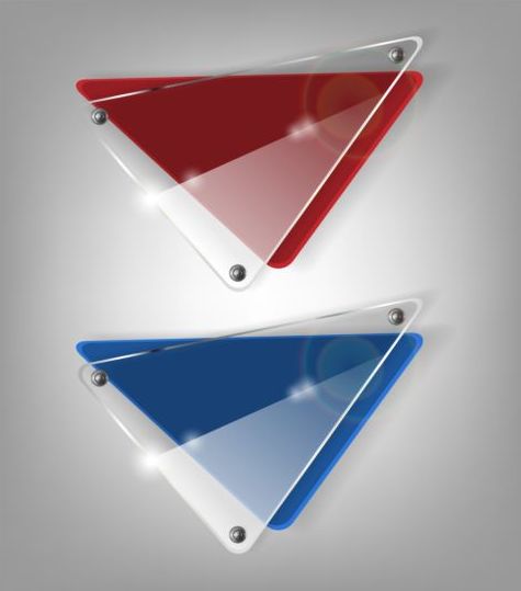 Triangle glass banner design vector 01