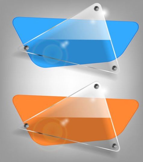 Triangle glass banner design vector 02